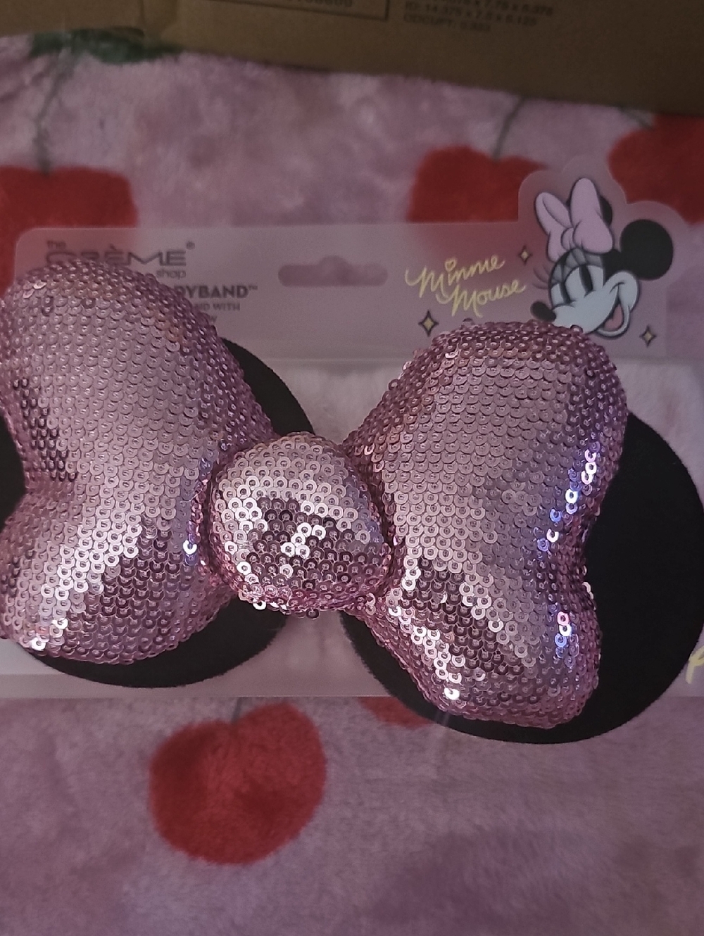 Disney Sequin Minnie Bow Headband - Pink & Black